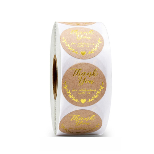 500pcs/roll Gold Foil Thank You Stickers Gift Envelope Seal Labels ...