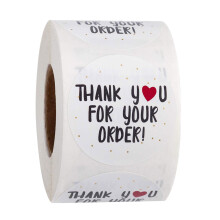 500pcs/roll Shops Boutiques Thank You For Your Order Self Adhesive Coated Paper Red Heart Party Business Labels Seal Stickers