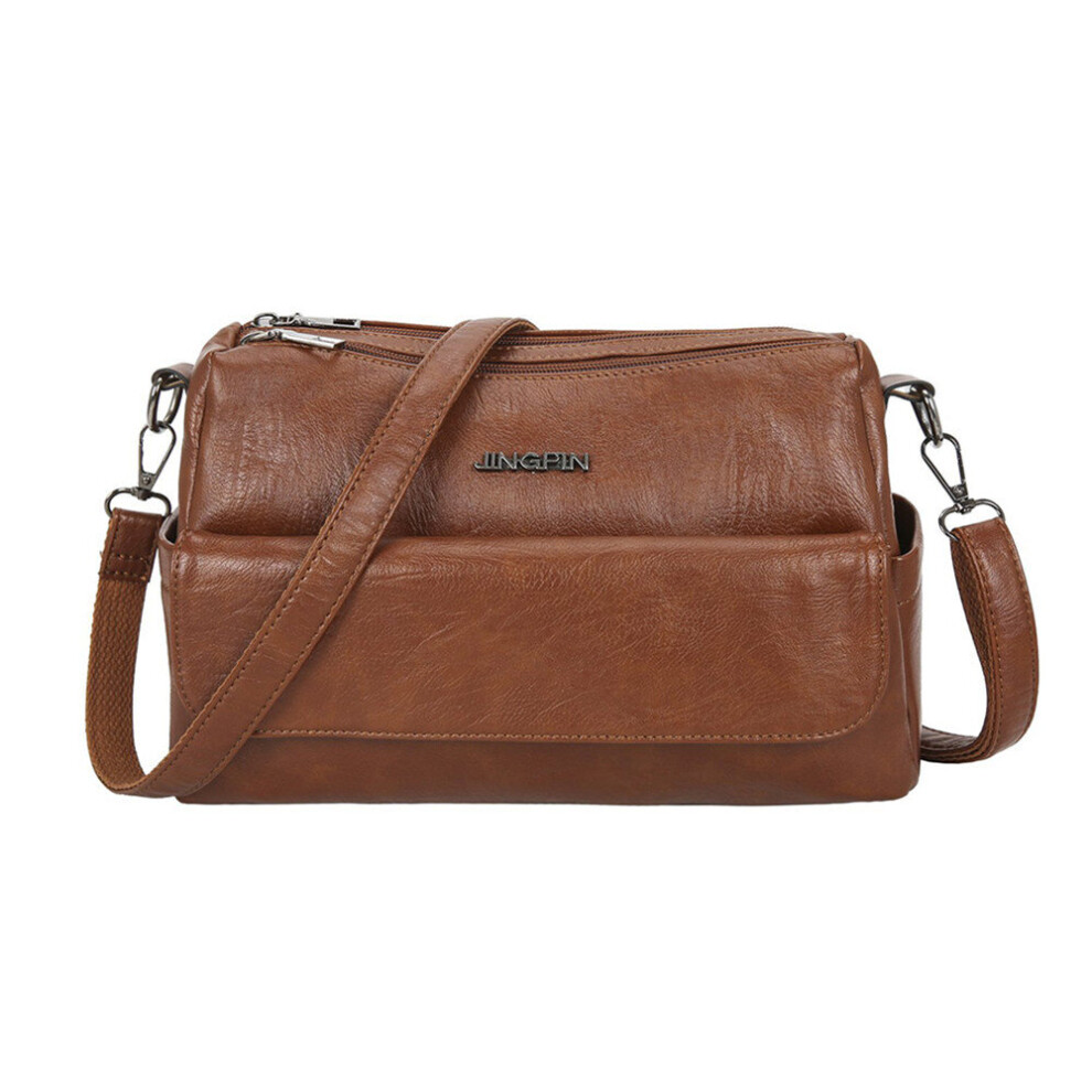 Vintage Women Pure Color PU Leather Shoulder Crossbody Messenger Bag Casual Ladies Large Capacity Handbags