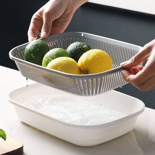 3Pcs Double-Layer Plastic Drain Basket For Kitchen Sink Fruit Drain Basket Storage Basket Storage Box Kitchen Sink Kitchen Gadgets 2
