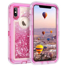 3 in1 Quicksand Protection Hybrid Shockproof Hard Plastic Silicone Case Cover for iPhone X