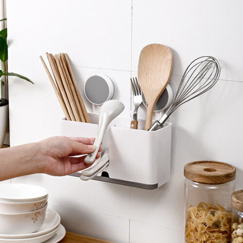 New Home Chopsticks Cage Multi-function Drain Rack Creative Wall Hanging Chopsticks Tube Plastic Storage Box 1
