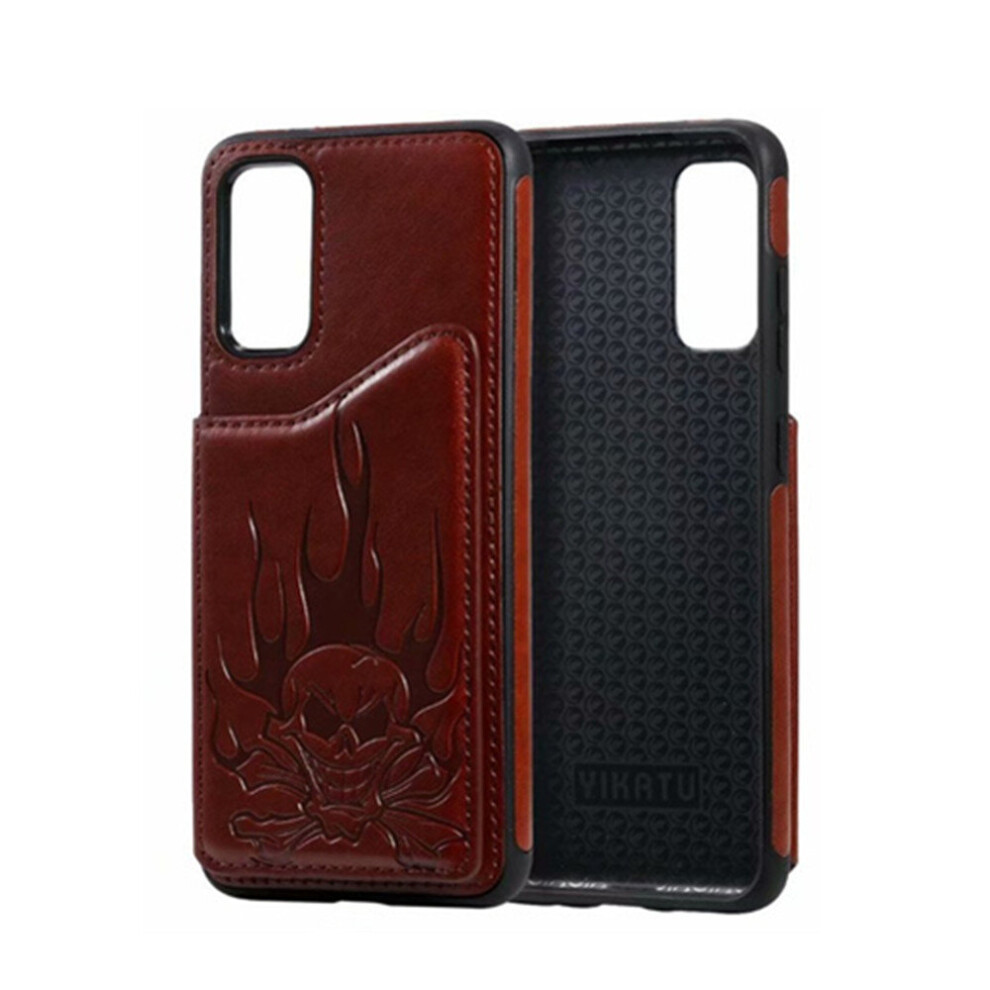 Leather Skull-Embossed Anti-Fall Mobile Phone Case Rollover Bracket Mobile Phone Leather Case For Samsung Note 9 774048629621
