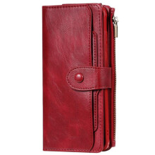 Solid Color Retro Multi-function Wallet Anti-fall Mobile Phone Case Rollover Bracket Mobile Phone Leather Case for iPhone12 mini