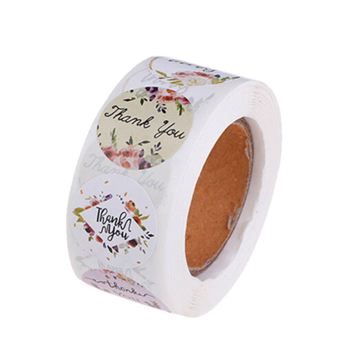 500 Pcs/Roll Round Thank You Stickers Seal Labels with Flower Pattern ...