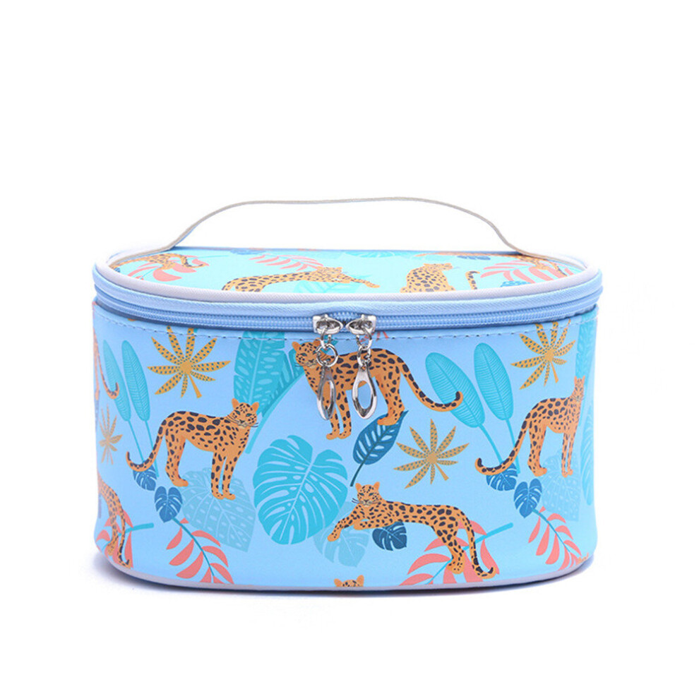 2 Pcs Lovely Animal Cheetah Print Makeup Bags Waterproof Barrel-Shaped Zipper Toiletry Pouch Cosmetic Bag Beauty Case Travel Organizer