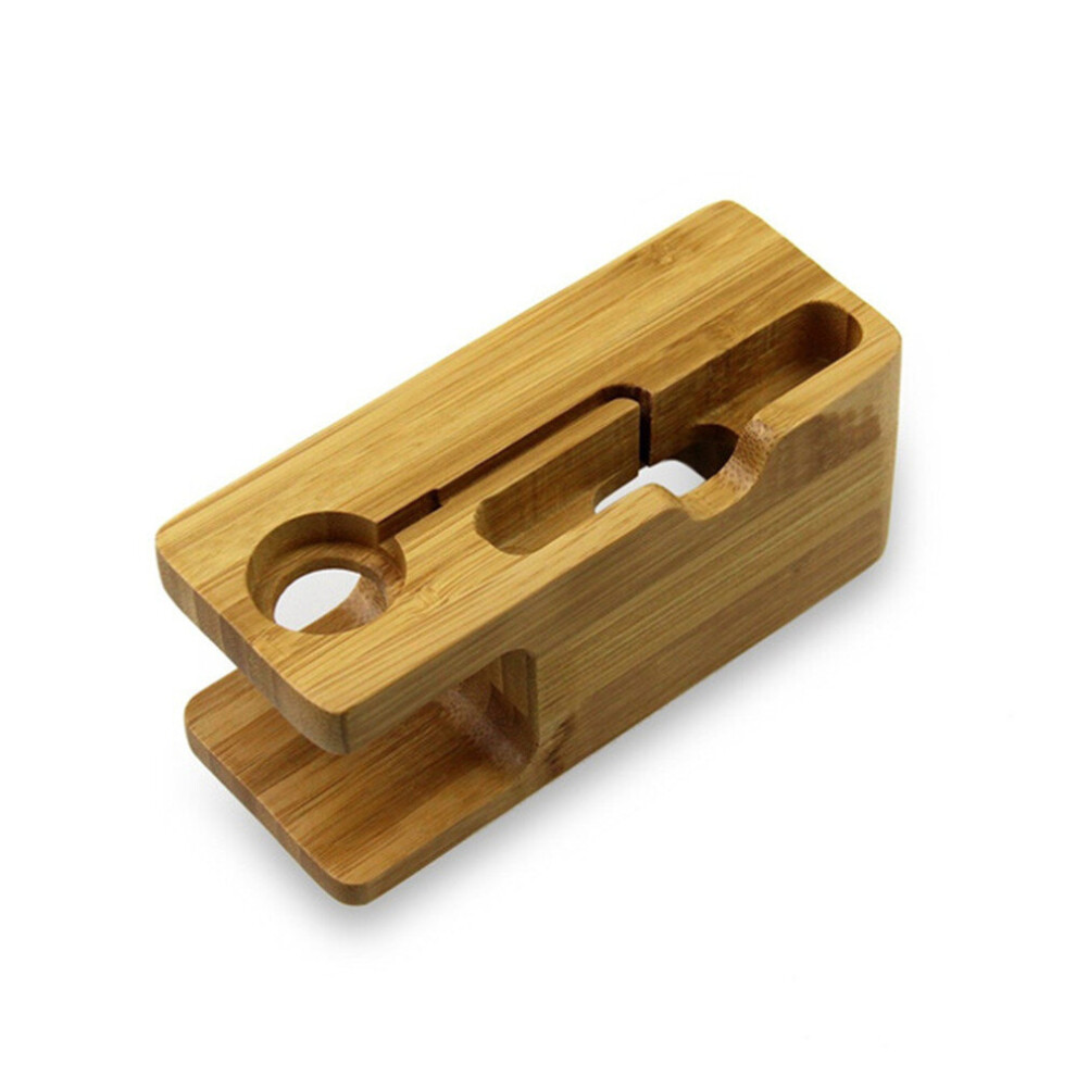 2 In 1 Bamboo Wood Multi-Charging Bracket Docking Station Cradle Holder Stand For Charging Wooden Holder Stand 774048629911