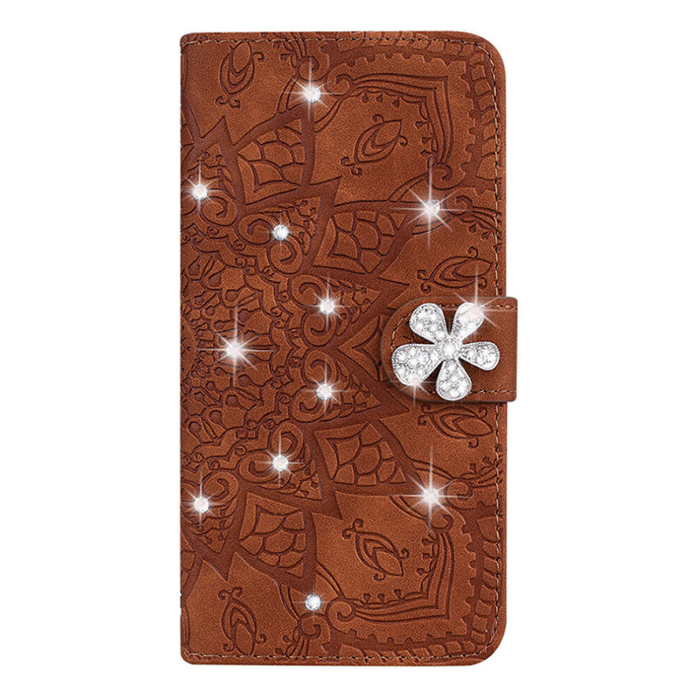 Wallet Pu Leather Phone Case For Iphone 11 Embossed With Diamond Court Flower 774048570312