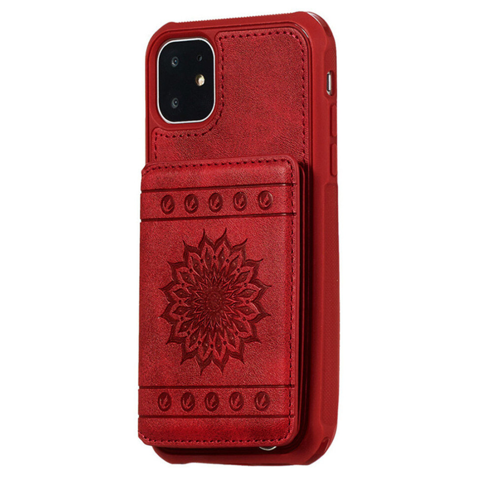 Wallet Pu Leather Phone Case For Iphone 12 Mini Vintage Embossed Sun Flower Leather Case 774048570381