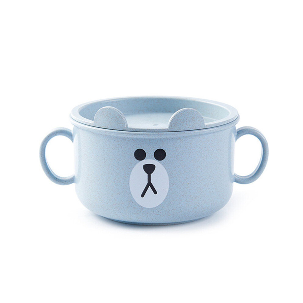 3Pcs Creative children's tableware instant noodle rice bowl thick cartoon small bowl with lid anti-scald heat insulation
