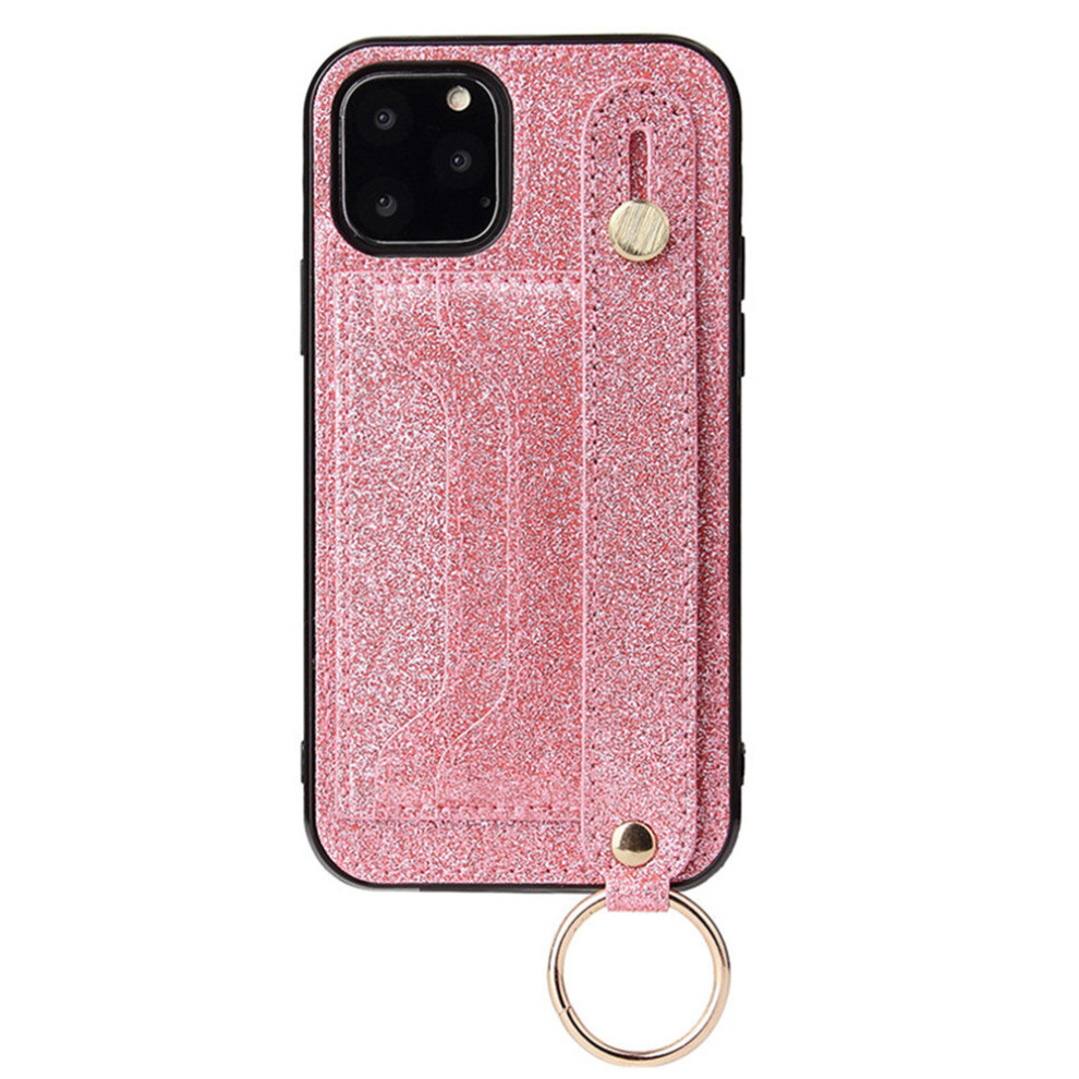 Glitter Wrist Strap Card Pu Leather Wallet Case For Iphone 12 With Phone Etui Coque Cover 774048567978