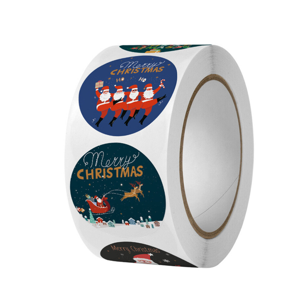 500pcs/roll Merry Christmas Stickers Labels Roll Round Christmas Tags Adhesive Decorative Holiday Seals Sticker for Cards Gift Boxes