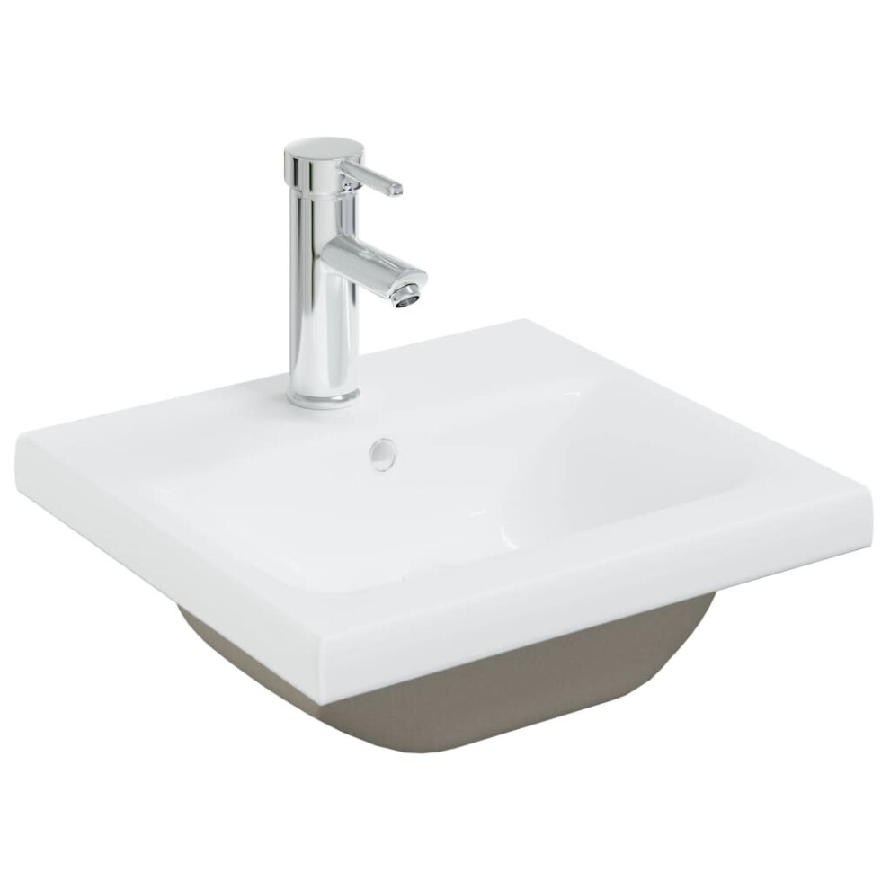 vidaXL Built-in Basin with Faucet 42x39x18 cm Ceramic White Bathroom Sink