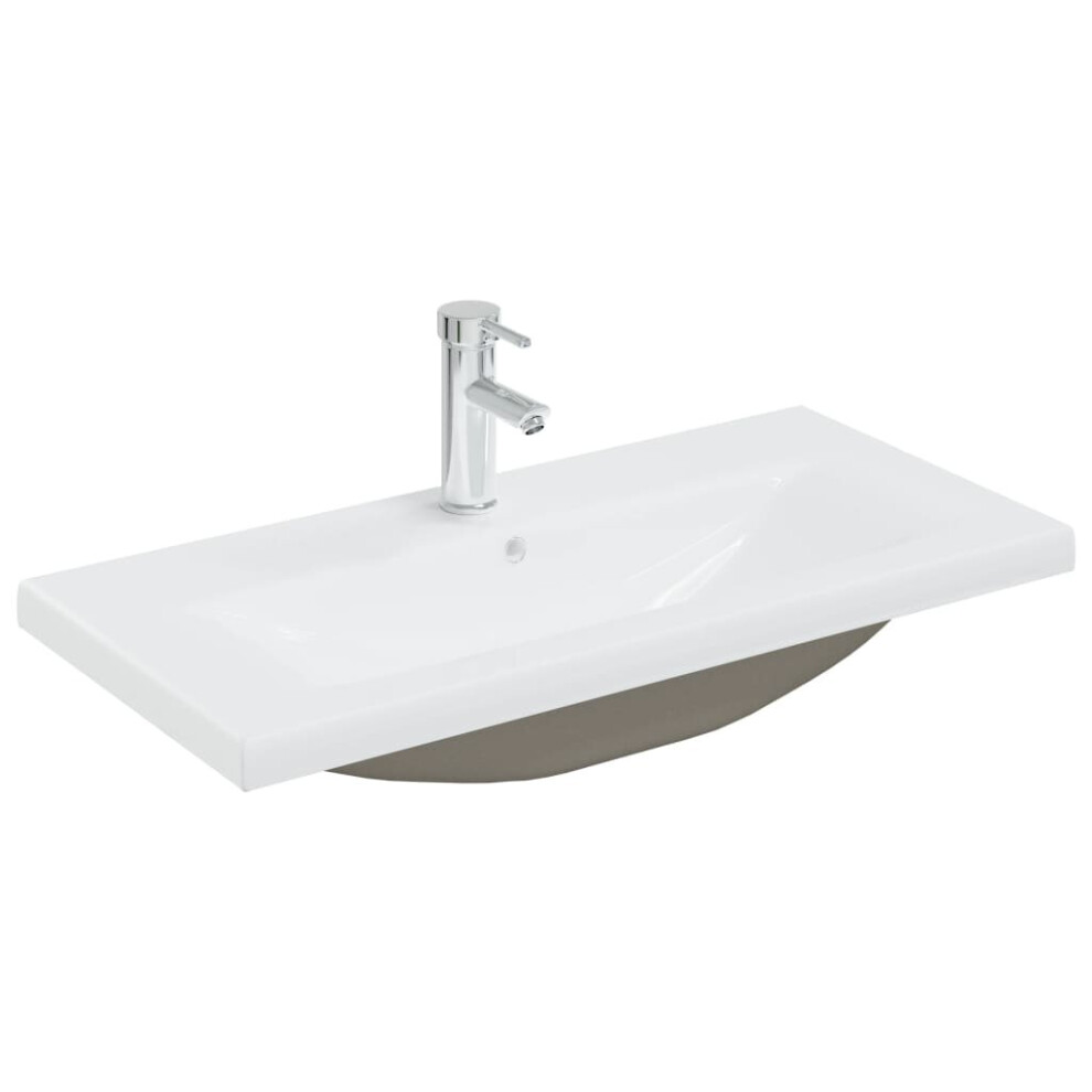 vidaXL Built-in Basin with Faucet 81x39x18 cm Ceramic White Bathroom Sink