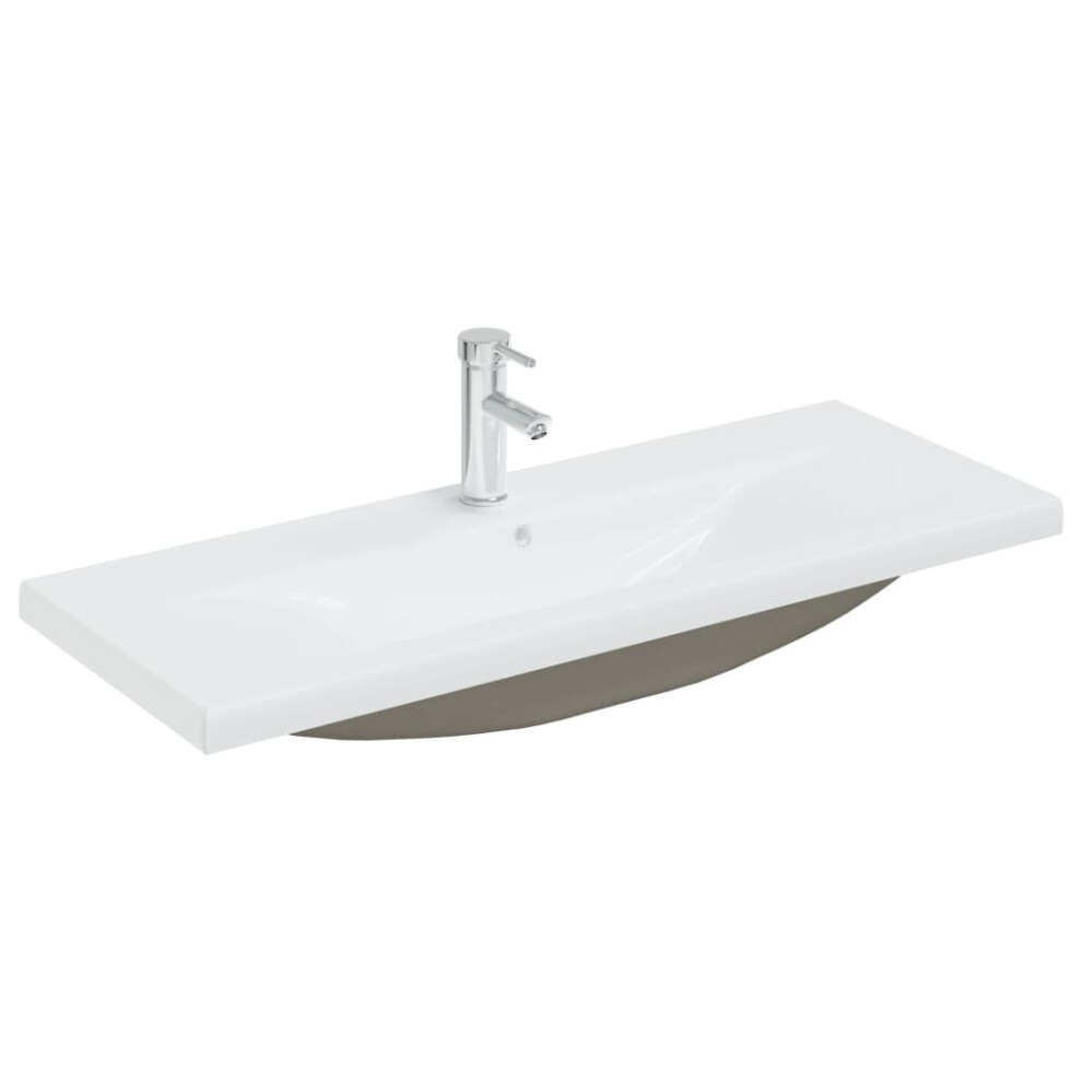 vidaXL Built-in Basin with Faucet 101x39x18 cm Ceramic White Bathroom Sink