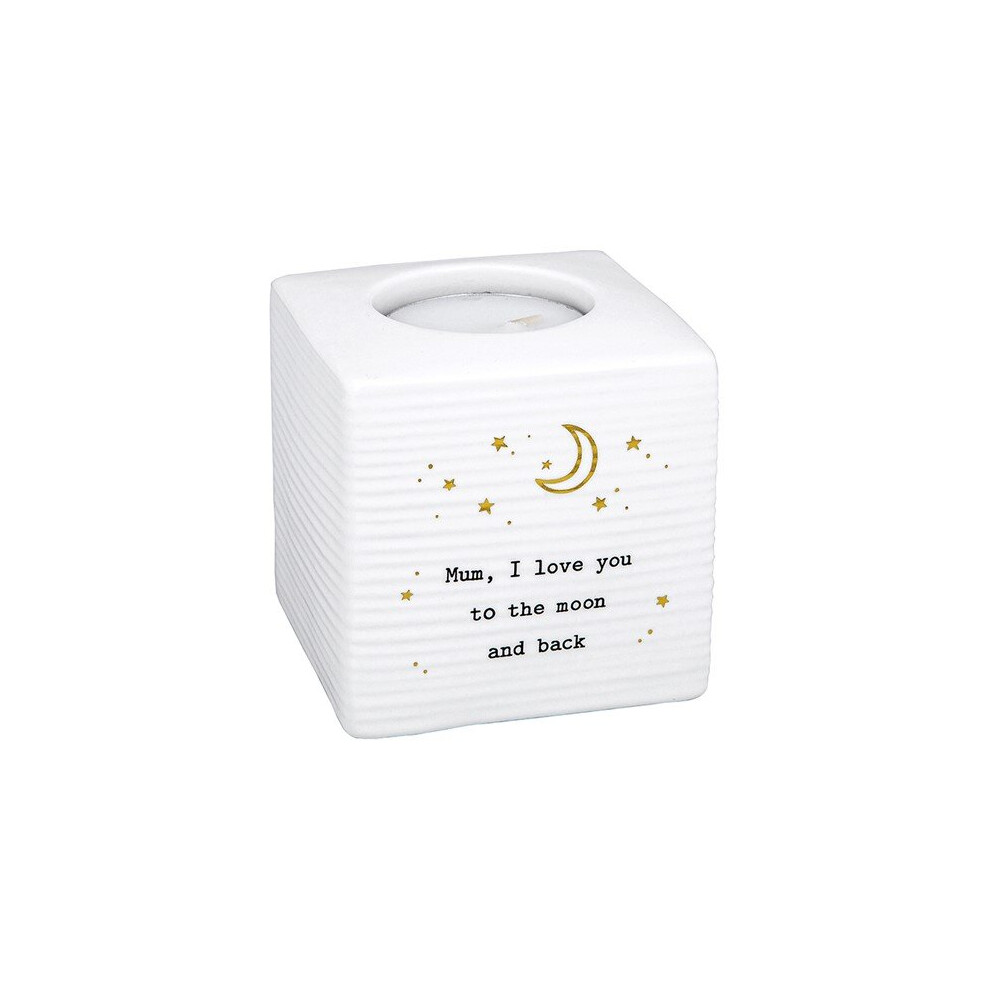 Thoughtful Words Mum I Love You To The Moon Ceramic Tea Light Holder Gift Idea