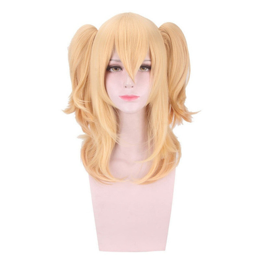 Unisex Yellow Blonde Cosplay Wig Clip On Double Ponytails