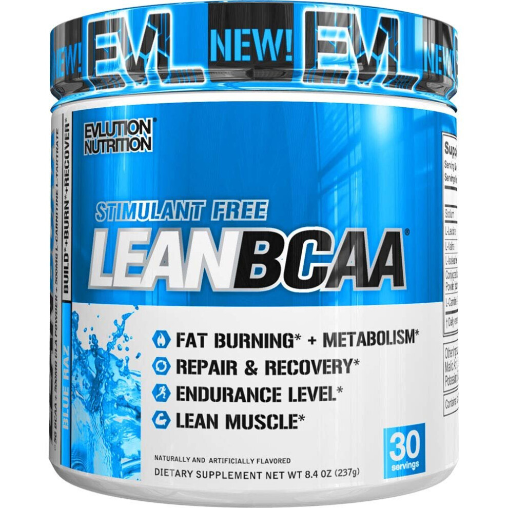 Evlution Nutrition Blue Lean Bcaa - Stimulant Free, Raz - 237 Grams