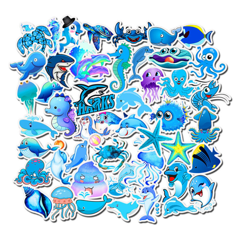 Cartoon Ocean Fish Personality Pvc Car Sticker Decal Decor Blue 774048605632