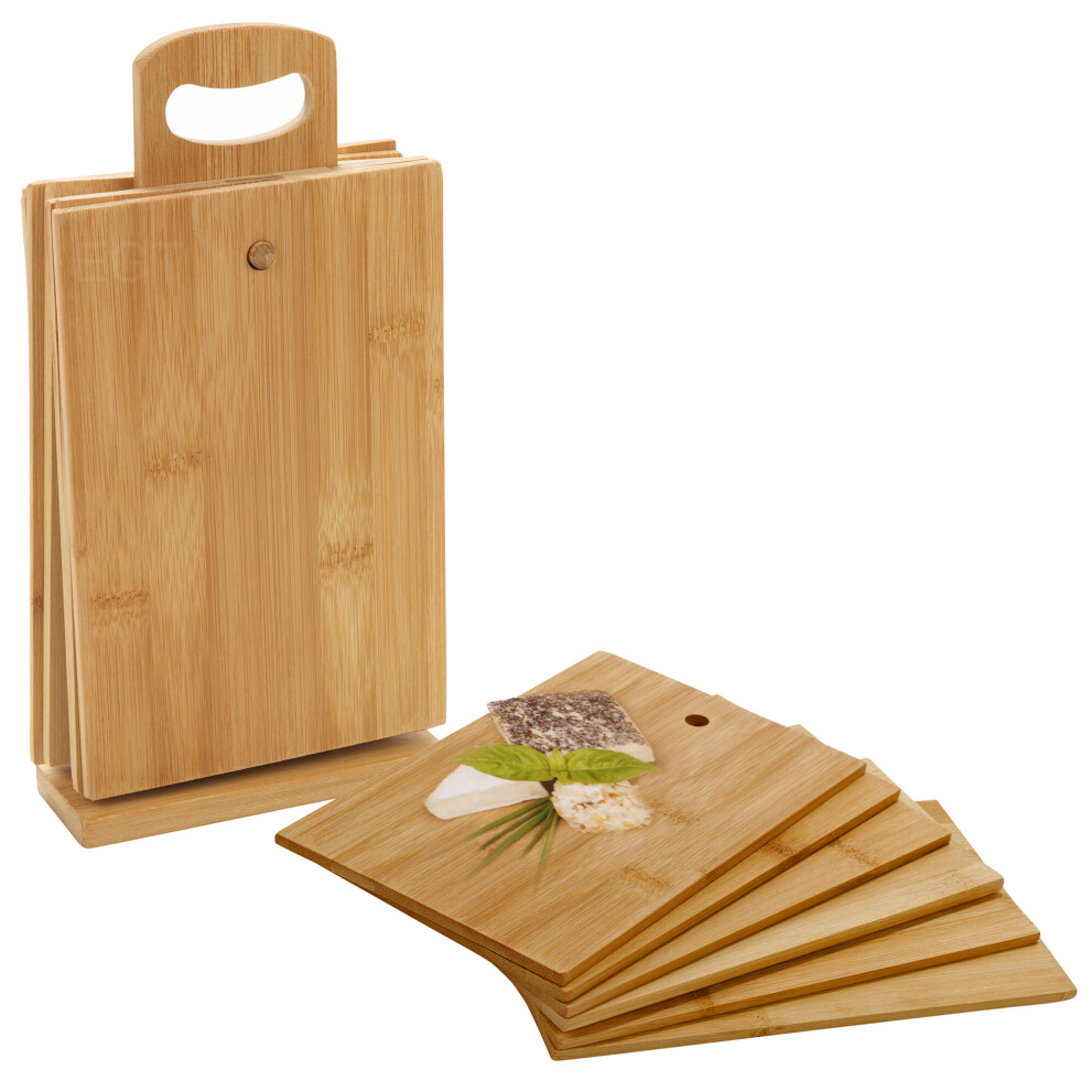 7 Piece Bamboo Chopping Board Cutting Slicing With Display Stand