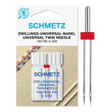 Schmetz Twin Sewing Machine Needle - Size 2.5/80, 1/Pkg