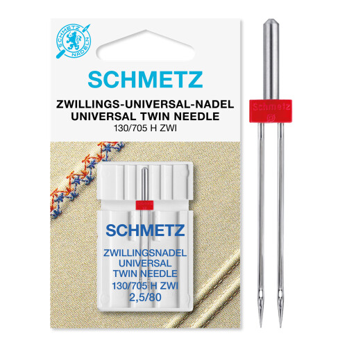 Schmetz Twin Sewing Machine Needle - Size 2.5/80, 1/Pkg