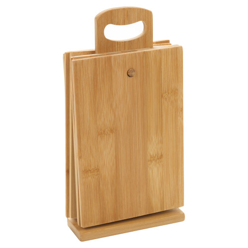 URBN-CHEF 7 Piece Bamboo Chopping Board Cutting Slicing With Display Stand 2