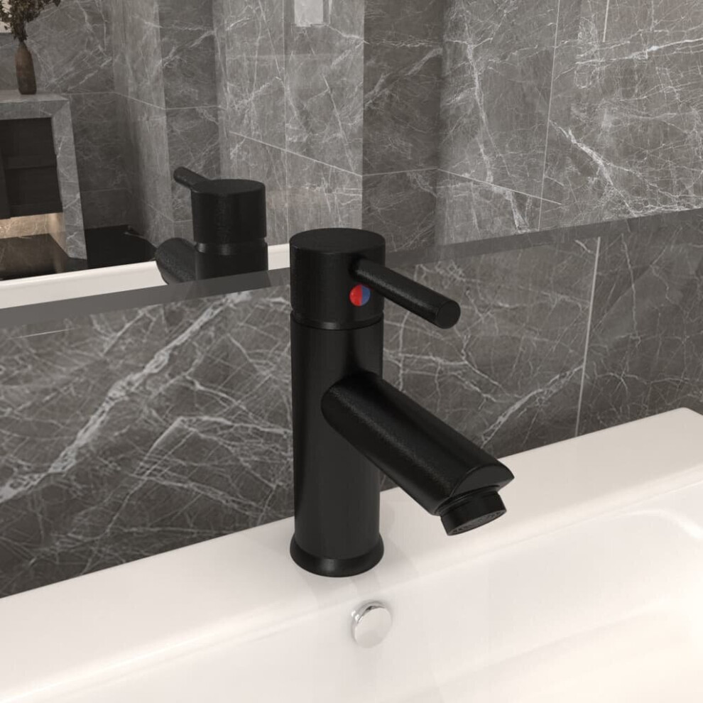 vidaXL Bathroom Basin Faucet Black Sink Bath Washbasin Tap Plumping Fixture