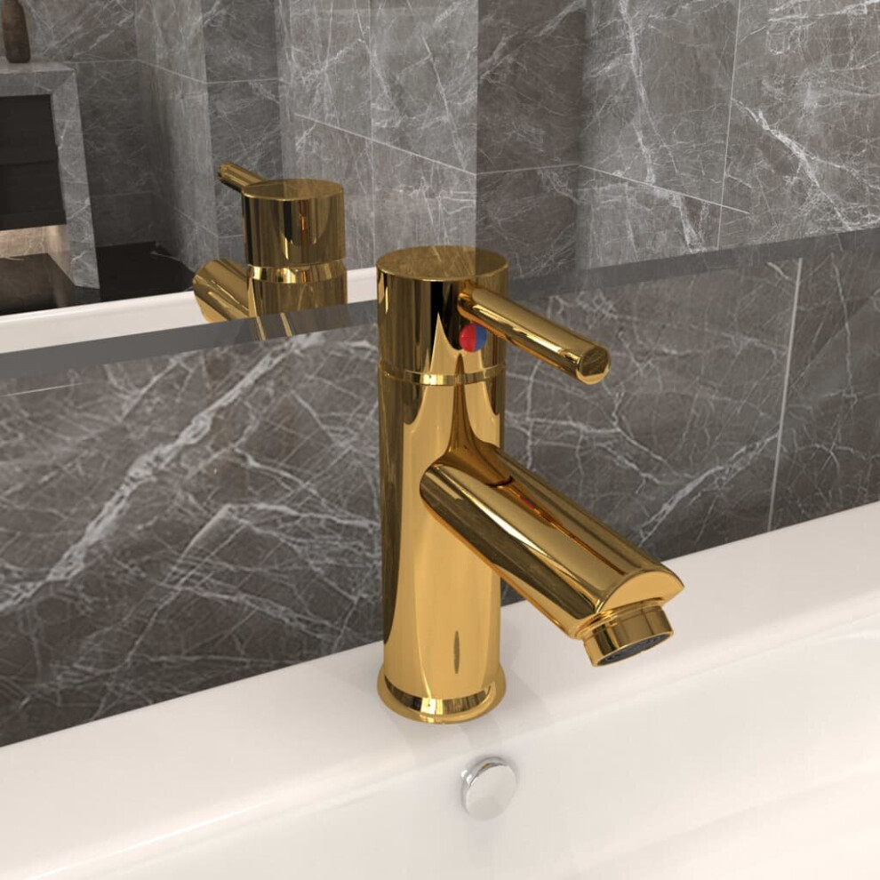 vidaXL Bathroom Basin Faucet Gold Sink Bath Washbasin Tap Plumping Fixture