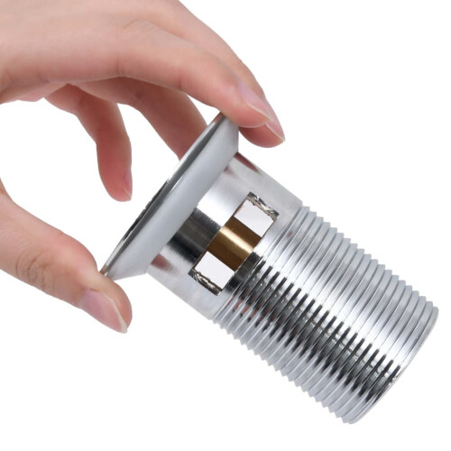 VidaXL vidaXL Push Drain without Overflow Function Silver Wash Basin Tap Pop-up Valve 2