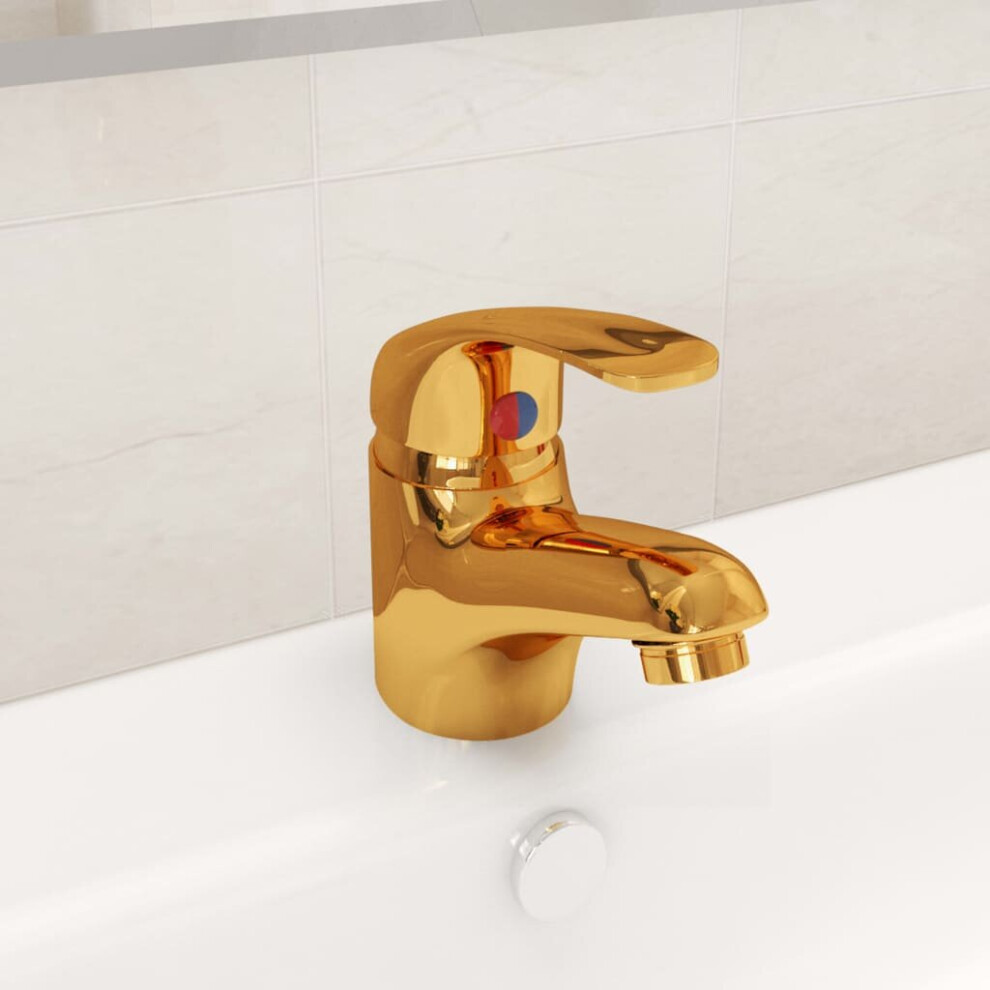 Vidaxl Basin Mixer Tap Bathroom Sink Faucet Plumbing Fixture Water Hose Gold