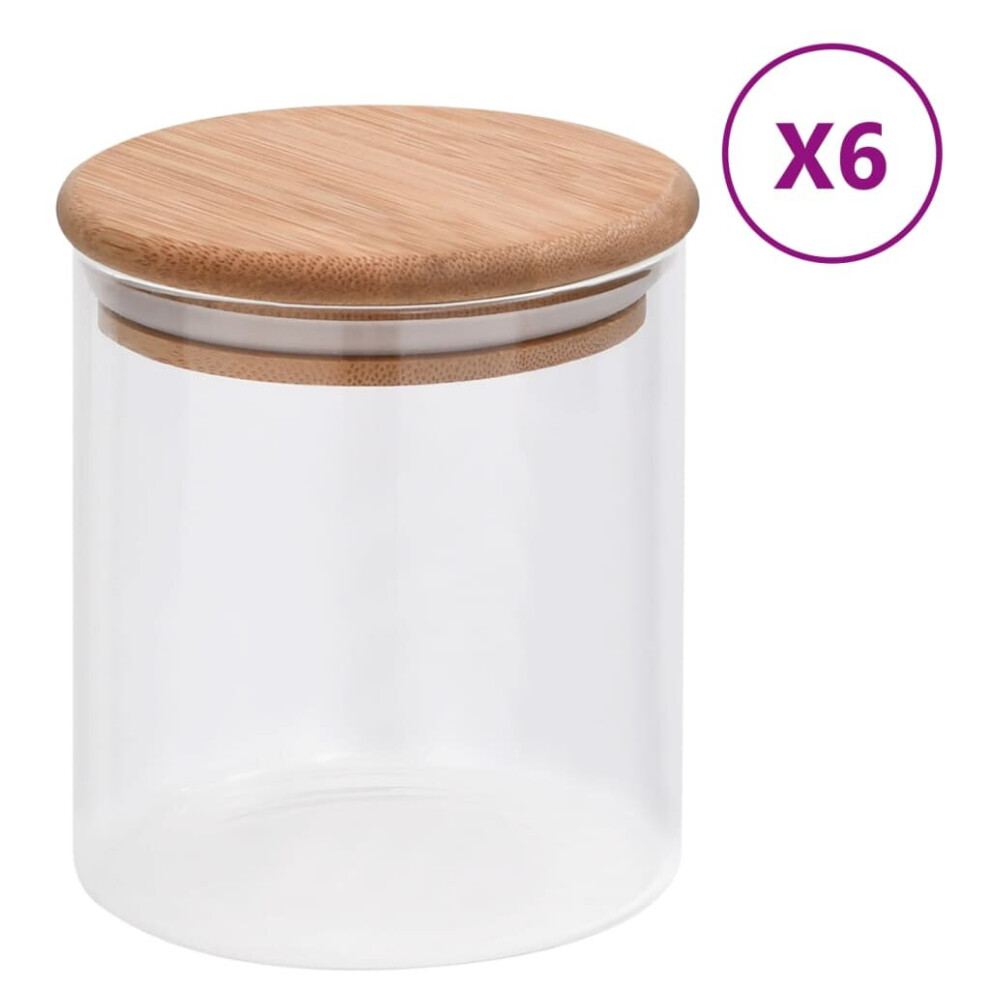 vidaXL 6x Storage Glass Jars with Bamboo Lid 600 ml Storage Bottle Furniture