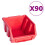 VidaXL vidaXL Storage Bin Kit with Wall Panels 96 Piece Red and Black Tool Boxes 2