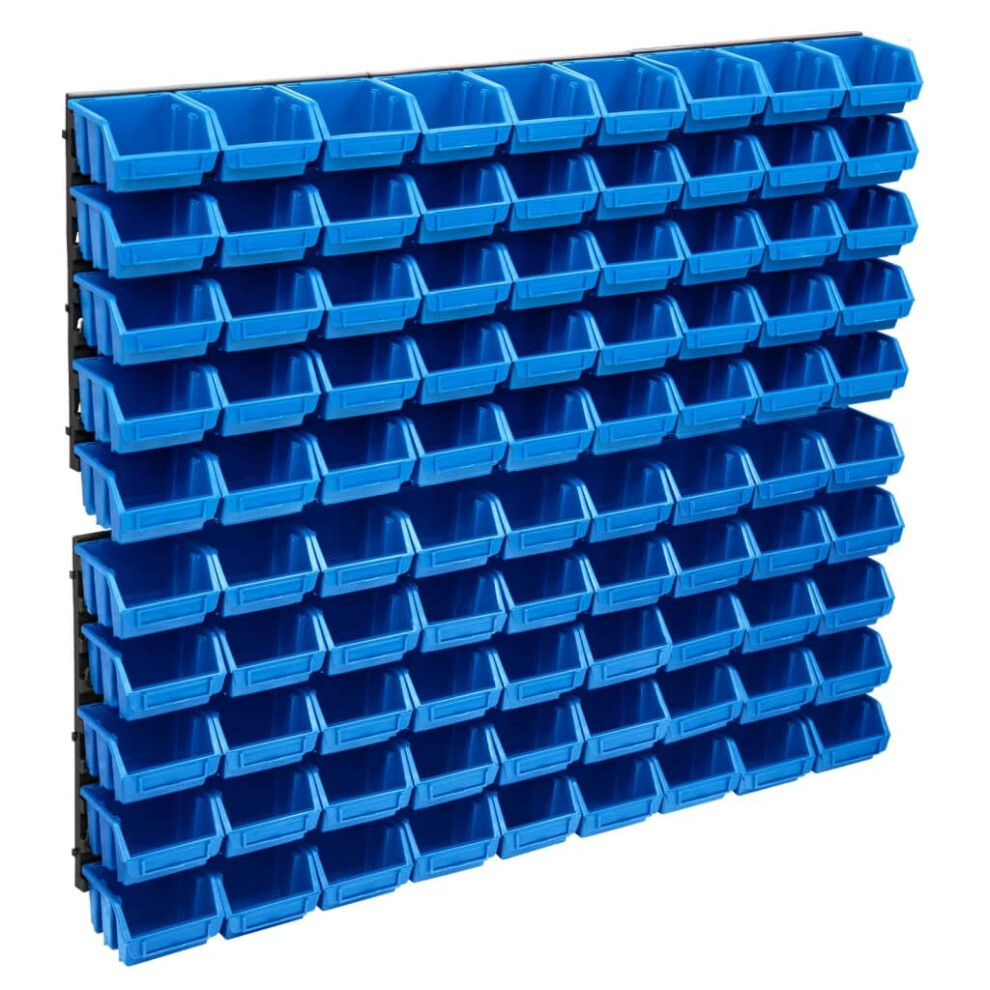 vidaXL Storage Bin Kit with Wall Panels 96 Piece Blue and Black Tool Boxes