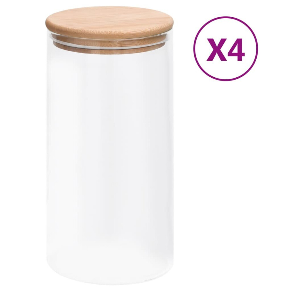 Vidaxl 4X Storage Glass Jars With Bamboo Lid 1200 Ml Storage Bottle Furniture
