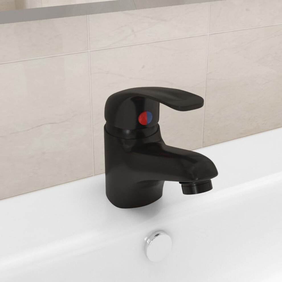 Vidaxl Basin Mixer Tap Black Bathroom Sink Faucet Plumbing Fixture Water Hose 8720286204702