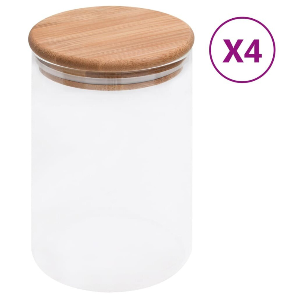 vidaXL 4x Storage Glass Jars with Bamboo Lid 800 ml Storage Bottle Furniture