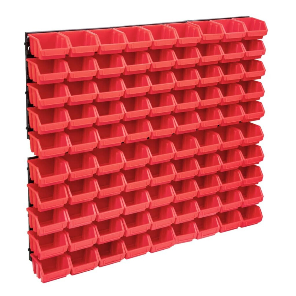 vidaXL Storage Bin Kit with Wall Panels 96 Piece Red and Black Tool Boxes