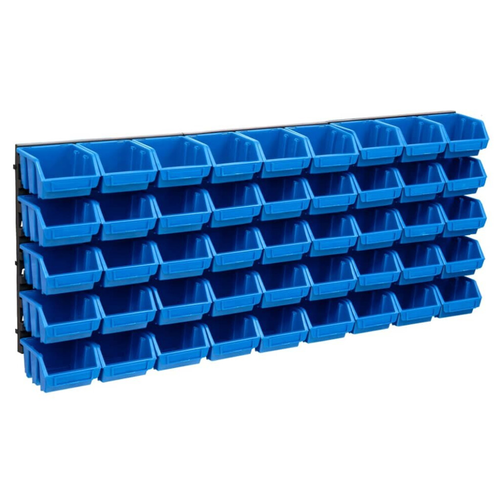 vidaXL Storage Bin Kit with Wall Panels 48 Piece Blue and Black Tool Boxes