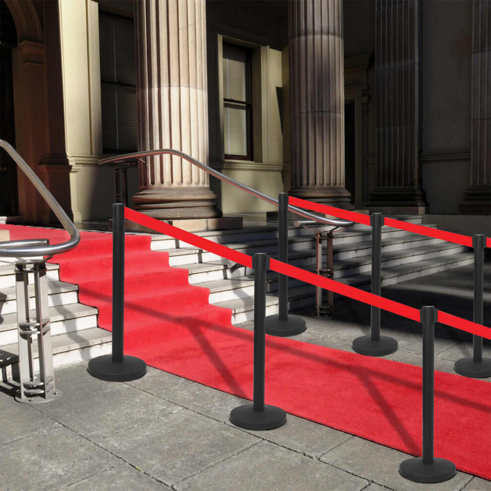 vidaXL 4x Stanchions with Belts Airport Barrier Iron Black Safety Fencing