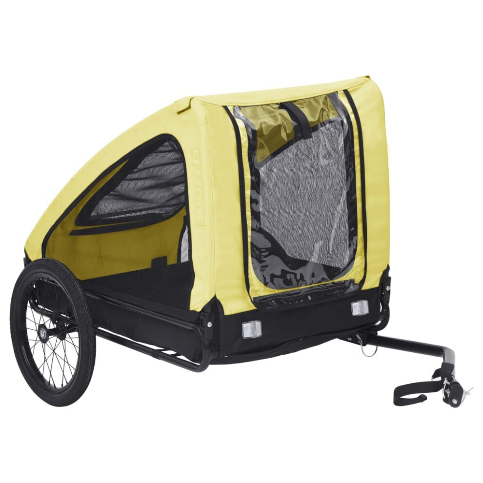 vidaXL Pet Bike Trailer Dog Carrier Stroller Bicycle Trailer Yellow and Black