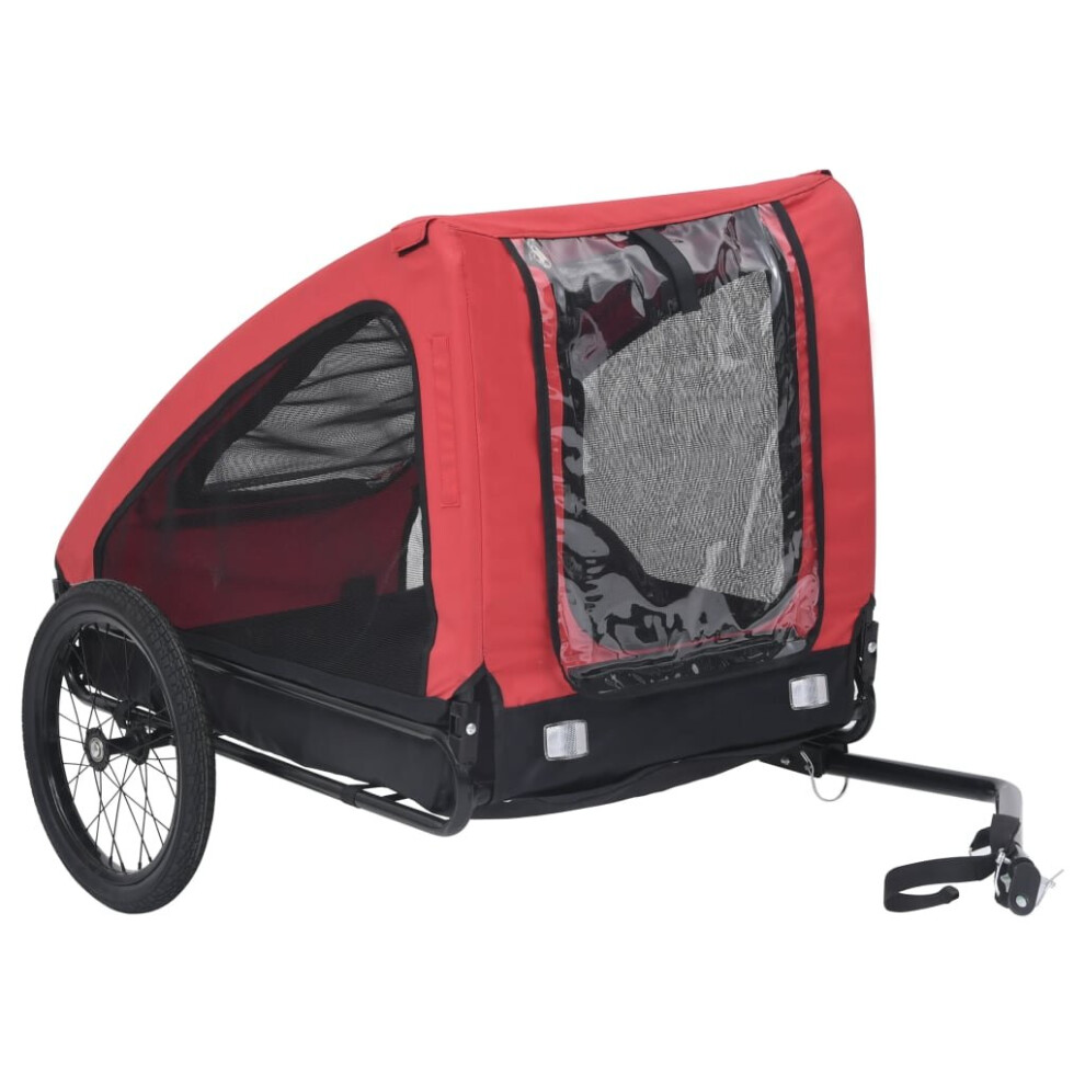 vidaXL Pet Bike Trailer Dog Carrier Stroller Dog Bicycle Trailer Red and Black