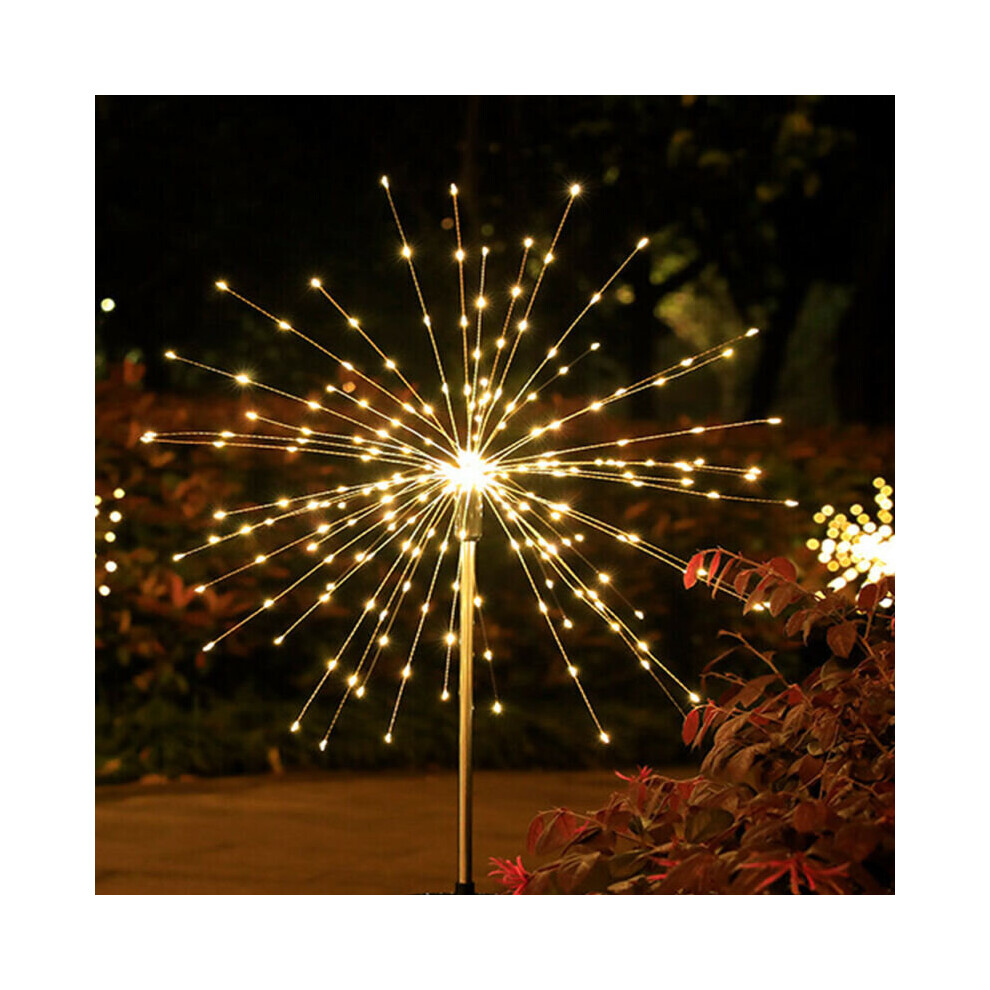 (2 x Stake Lights) 120 LED Starburst Solar Firework Lights Fairy Light Patio Garden