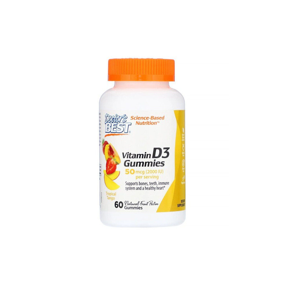 Doctor's Best Vitamin D3 Gummies, Tropical Mango - 60 Gummies