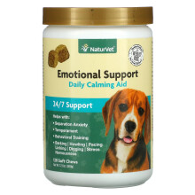 NaturVet, Emotionel Støtte, Daglig Beroligende Hjælp +24/7 Støtte, For Hunde, 120 Bløde Kæder, 12,6 oz (360 g)