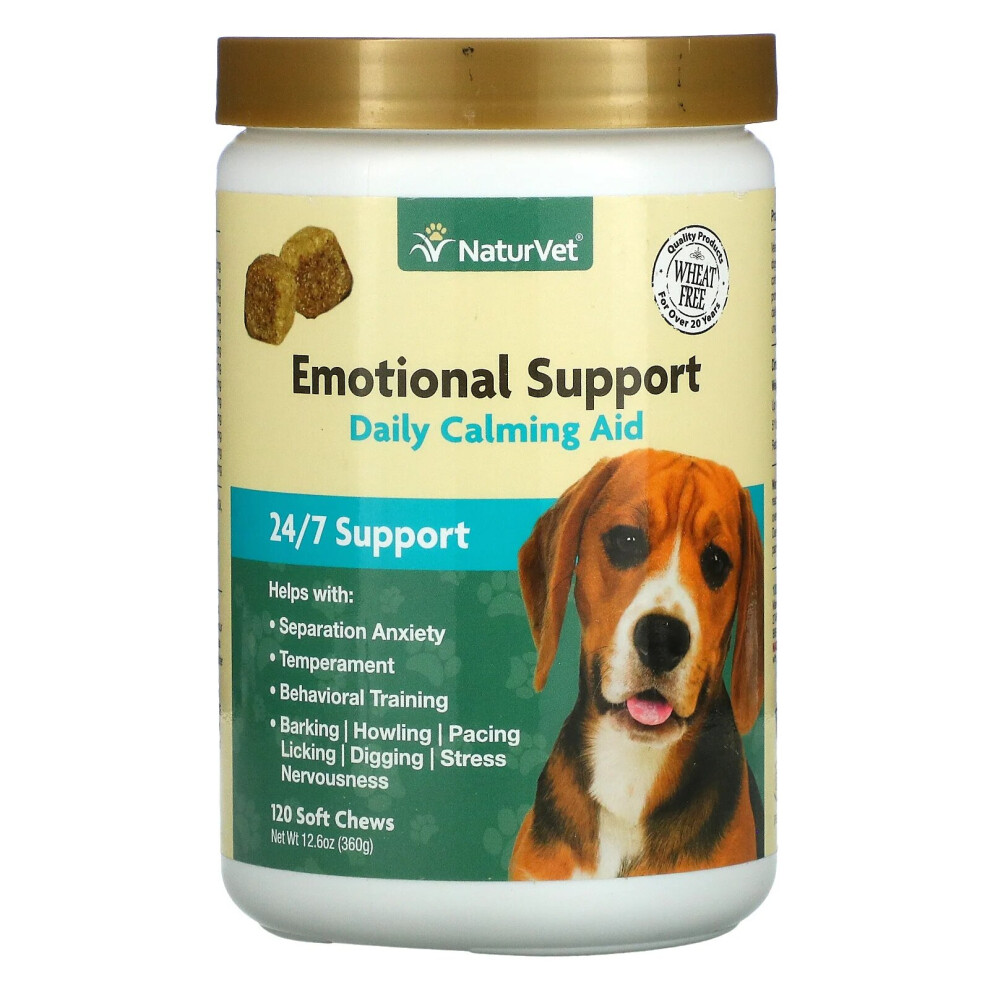 NaturVet, Emotional Support, Daily Calming Aid, 120 Soft Chews, 360g