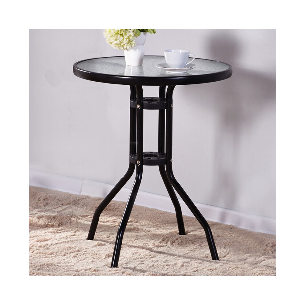 Garden Outdoor Bistro Table Glass Tabletop Balcony Patio Desk
