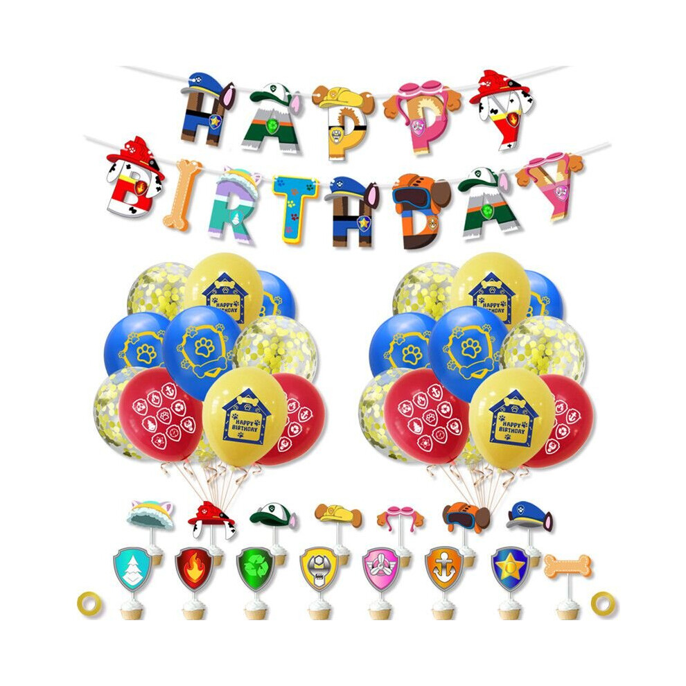 (Set 1-38pcs) Paw Patrol Theme Party Decor Banner Balloon Set