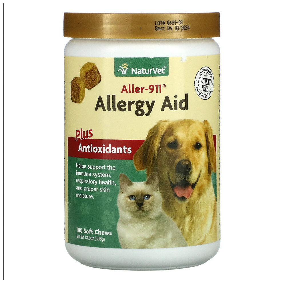 NaturVet, Aller-911, Allergy Aid Plus Antioxidants, 180 Soft Chews