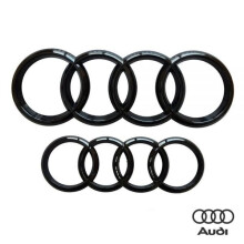AUDI Gloss Black Front & Rear Badge Emblem for A6 Q3 Q5 Q7 S-Line - 285x99mm & 215x75mm